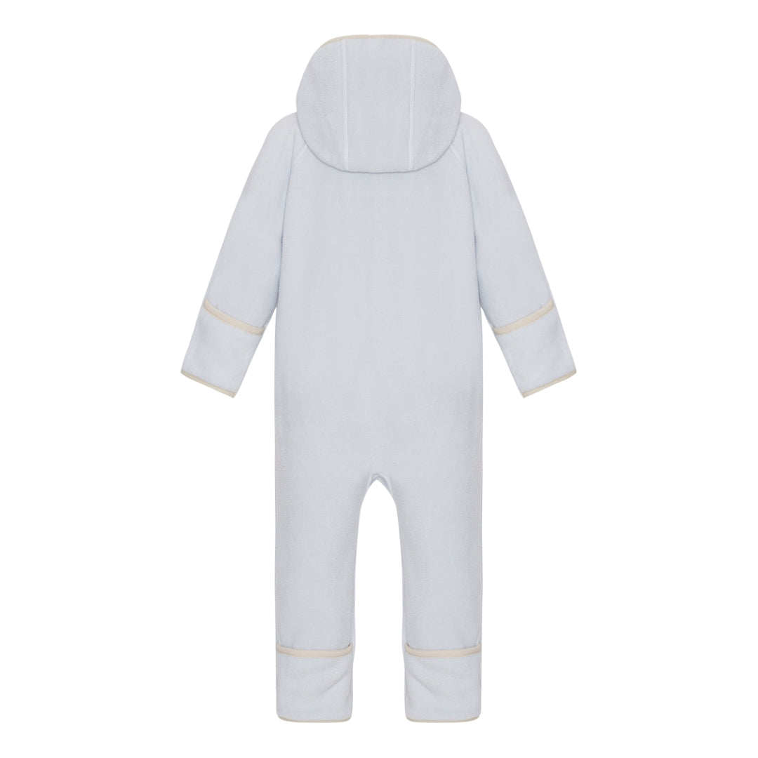 VER de TERRE Babyblauer Doubleface Fleece-Babyanzug