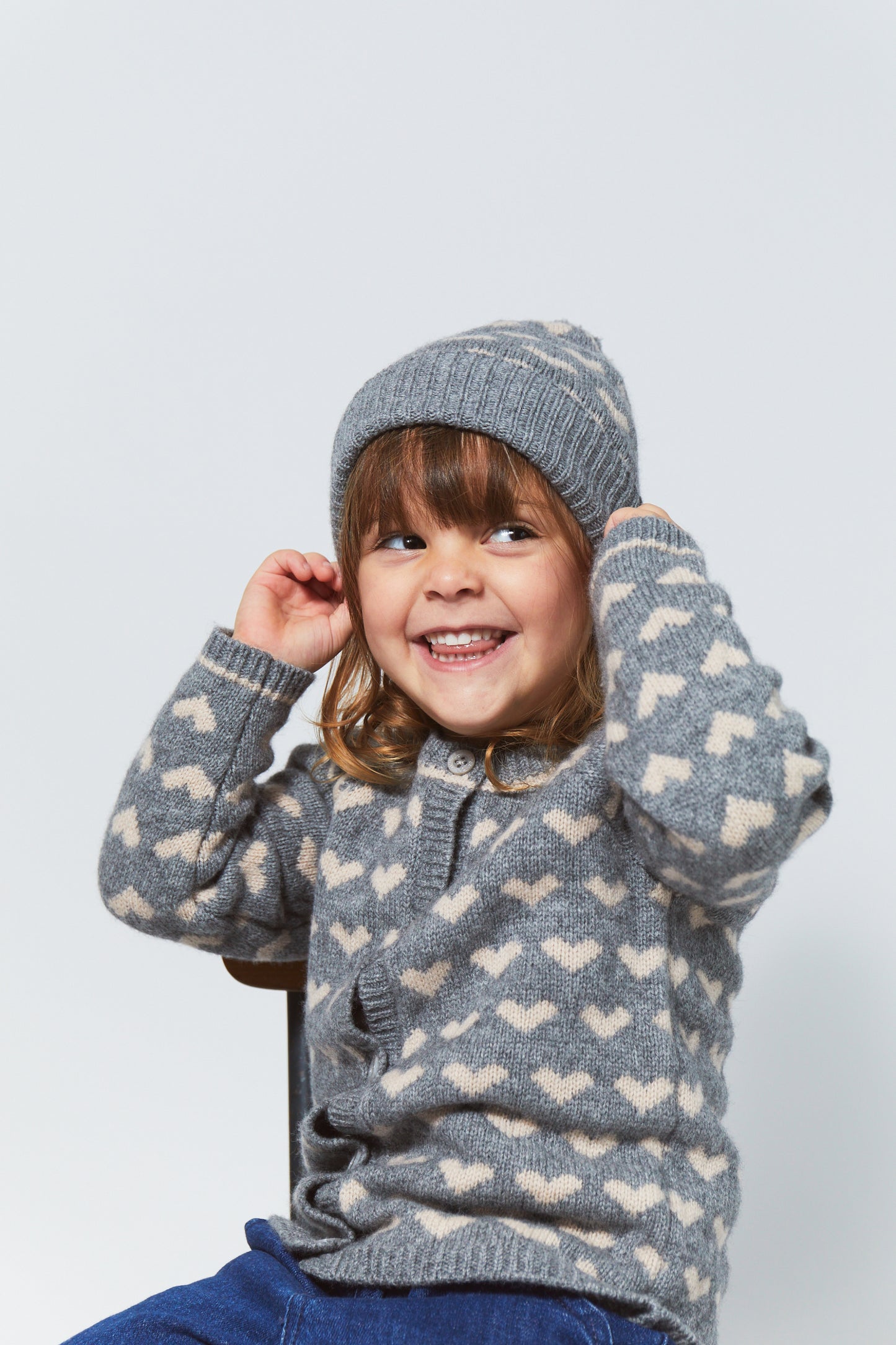 Copenhagen Colors Cashmere Beanie W. Hearts & Pompom