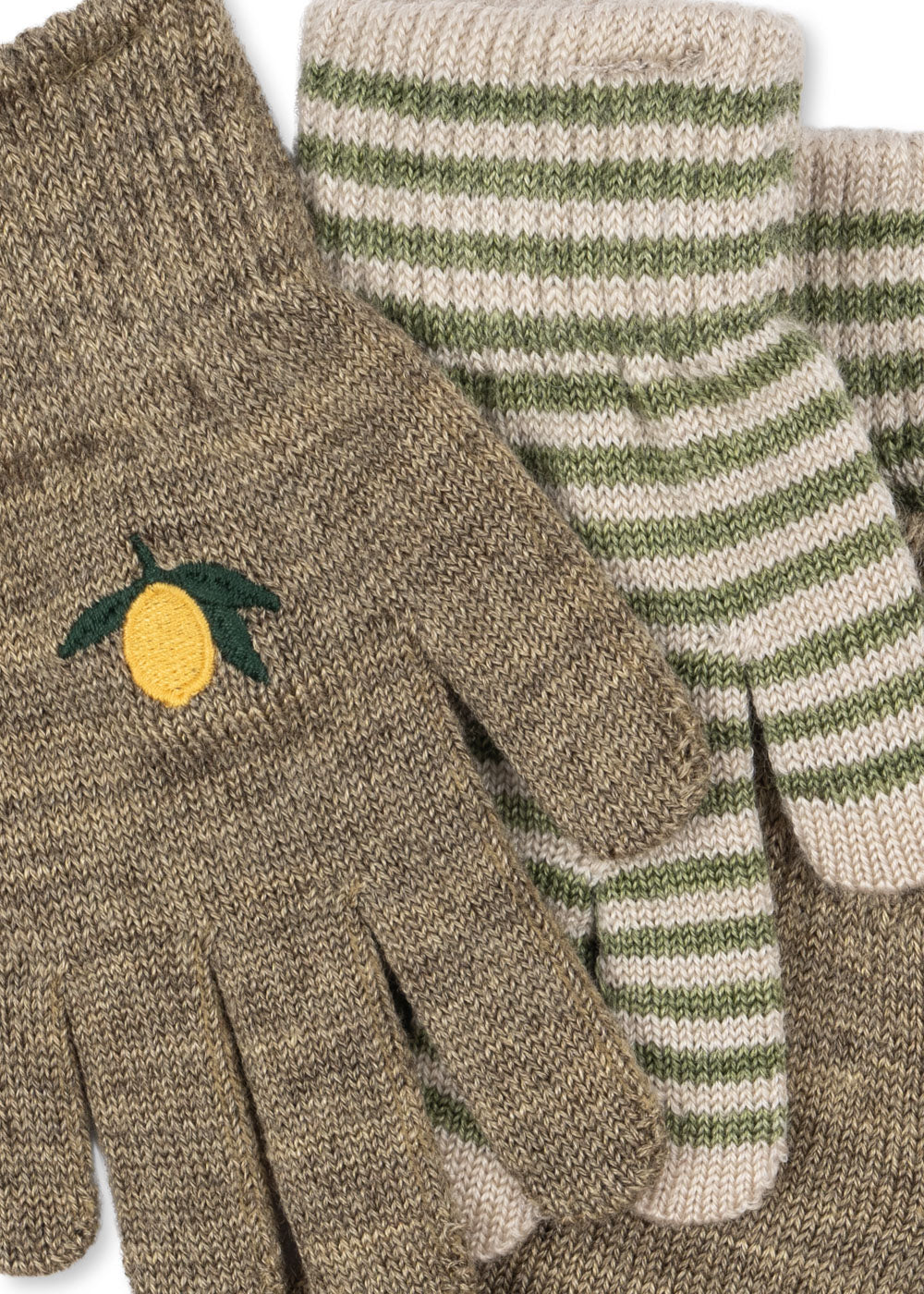 KONGES SLØJD - 2PACK FRILLA GLOVES - LEMON/STRIPE