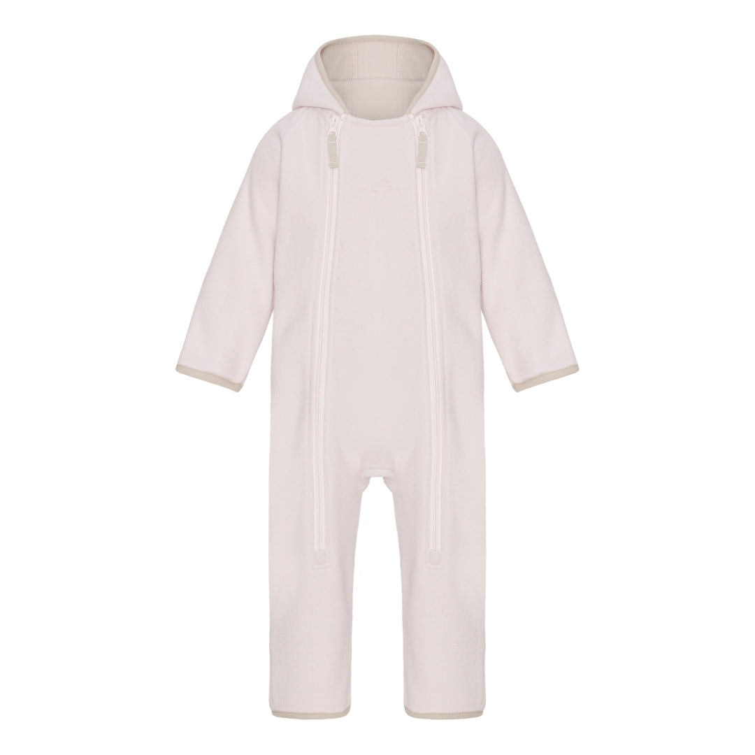 VER de TERRE Rose Powder Doubleface Fleece babysuit