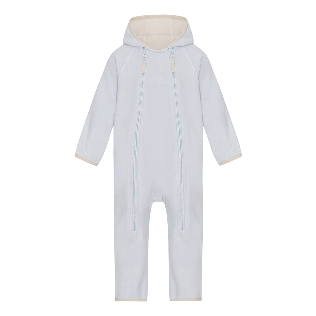 VER de TERRE Baby Blue Doubleface Fleece babysuit