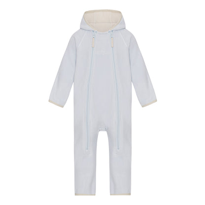 VER de TERRE Baby Blue Doubleface Fleece babysuit