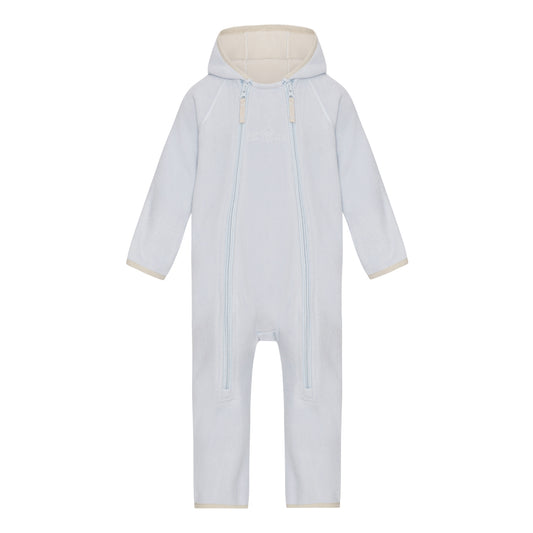 VER de TERRE Babyblauer Doubleface Fleece-Babyanzug