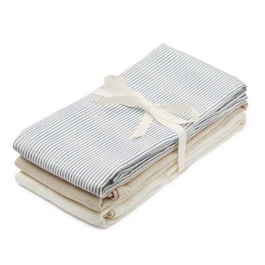 Cam Cam Copenhagen Muslin Cloth Mix Classic Stripes Blue 3-Pack