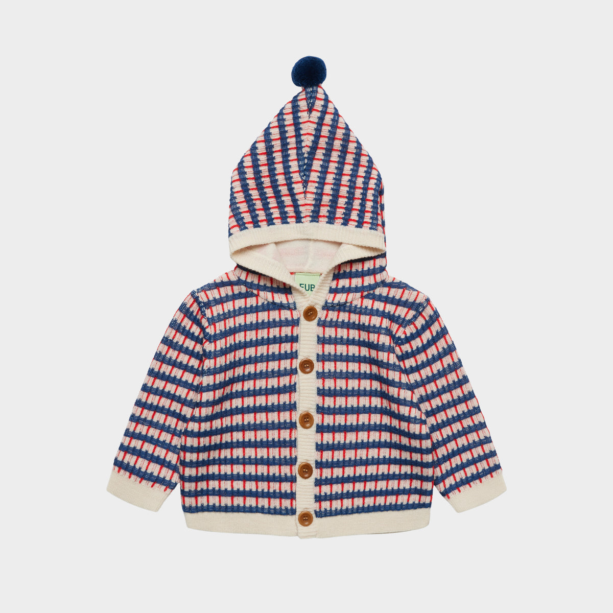 FUB - Baby Multi Cardigan - Ecru/Deep Indigo/Classic red