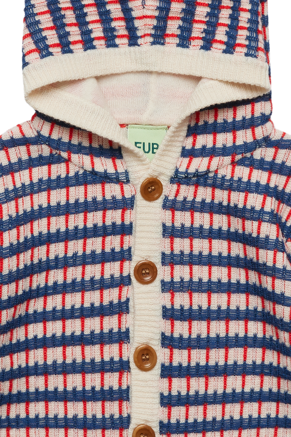 FUB - Baby Multi Cardigan - Ecru/Deep Indigo/Classic red