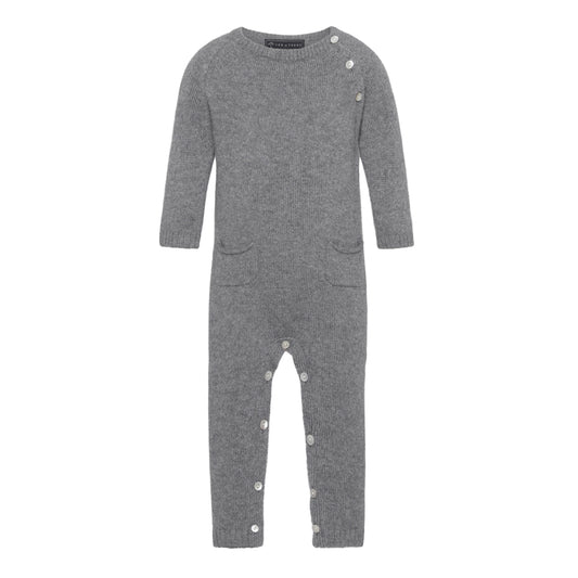 VER de TERRE Grey Melange Cashmere Babysuit