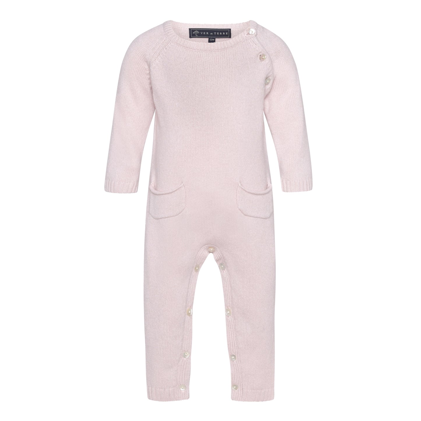 VER de TERRE Rose Powder Cashmere Babysuit