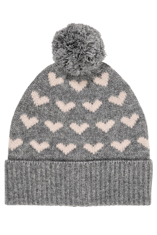 Copenhagen Colors Cashmere Beanie W. Hearts & Pompom