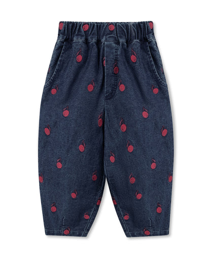 FLIINK - Donna Embr. Denim Pants - Dark Denim Blue