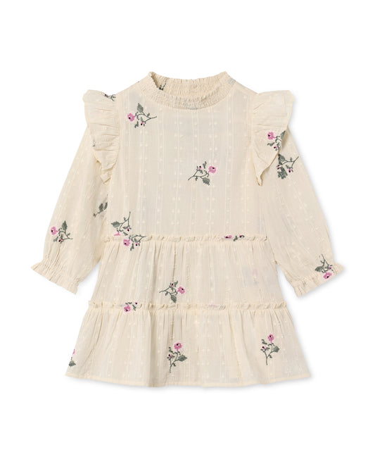 FLIINK - DOBBY LS ROSRE EMBR DRESS