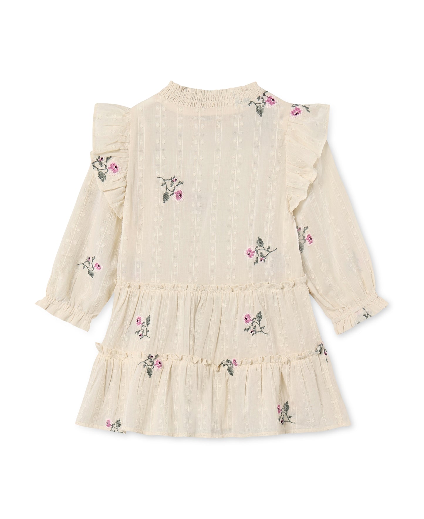 FLIINK - DOBBY LS ROSRE EMBR DRESS