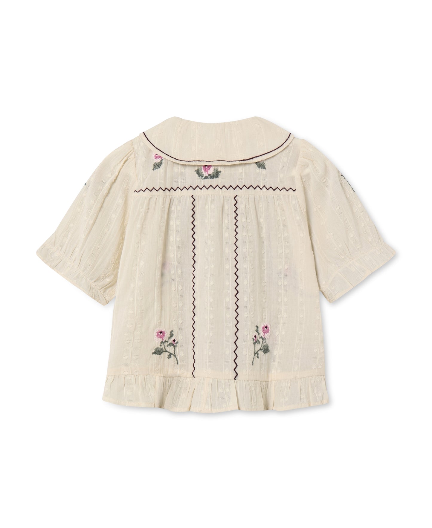 FLIINK - DOBBY SS ROSE EMBR BLOUSE