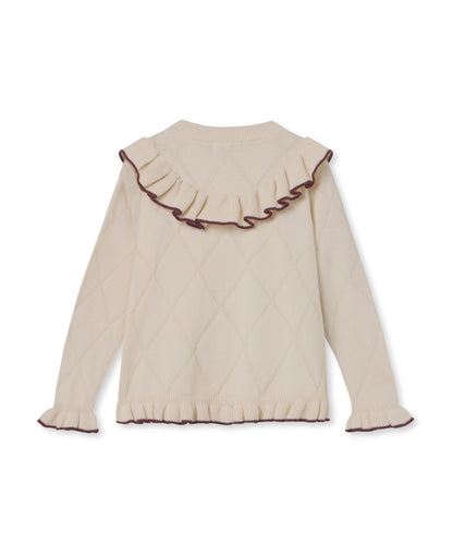 FLIINK - Nova Embr. Ruffle Cardigan - Sandshell