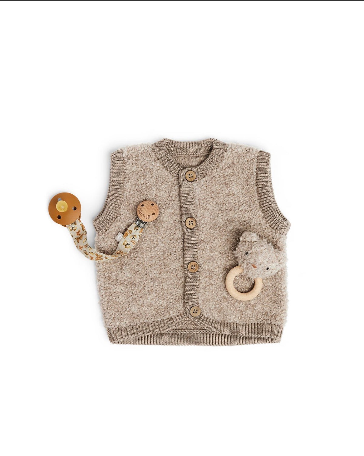 SMALLSTUFF - Vest, bouclé - Wool - Nature