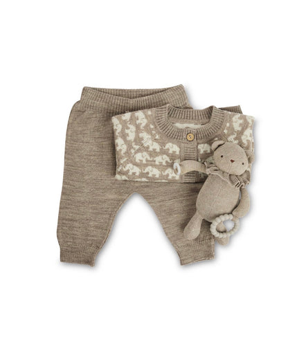 SMALLSTUFF - Pants, flat knit - Merino wool - Nature
