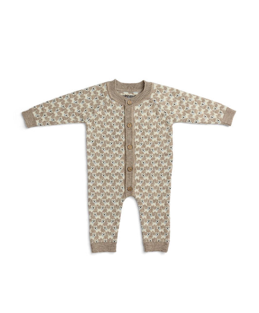 SMALLSTUFF - Jumpsuit, AO Dogs - Merino wool - Nature Melange