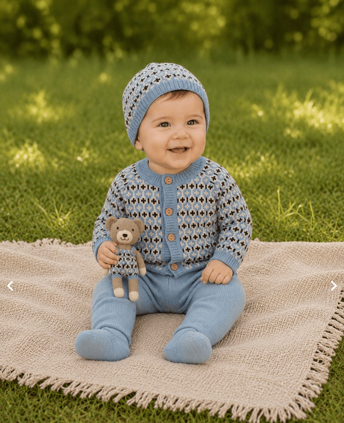 SMALLSTUFF - Cardigan Grafic - Merino Wool - Light Blue