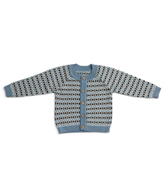 SMALLSTUFF - Cardigan Grafic - Merino Wool - Light Blue