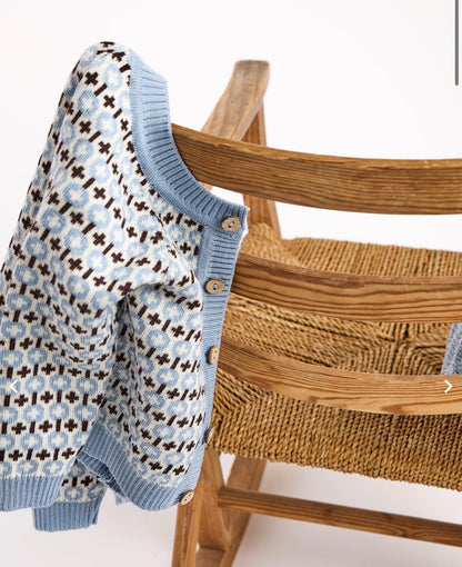 SMALLSTUFF - Cardigan Grafic - Merino Wool - Light Blue