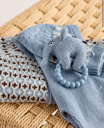 SMALLSTUFF - Cardigan Grafic - Merino Wool - Light Blue