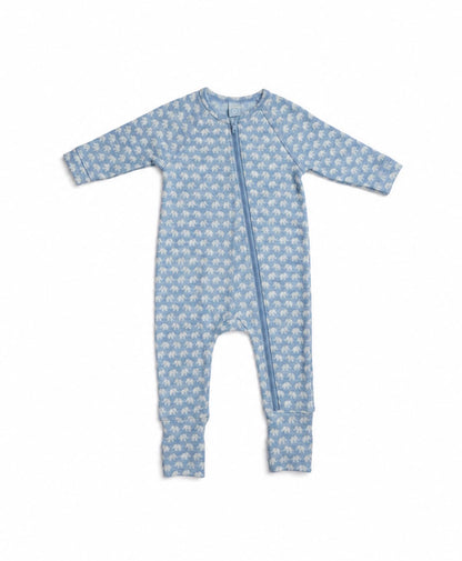 SMALLSTUFF - Night Suit -  AO Elephants - Merino Wool - Light Blue