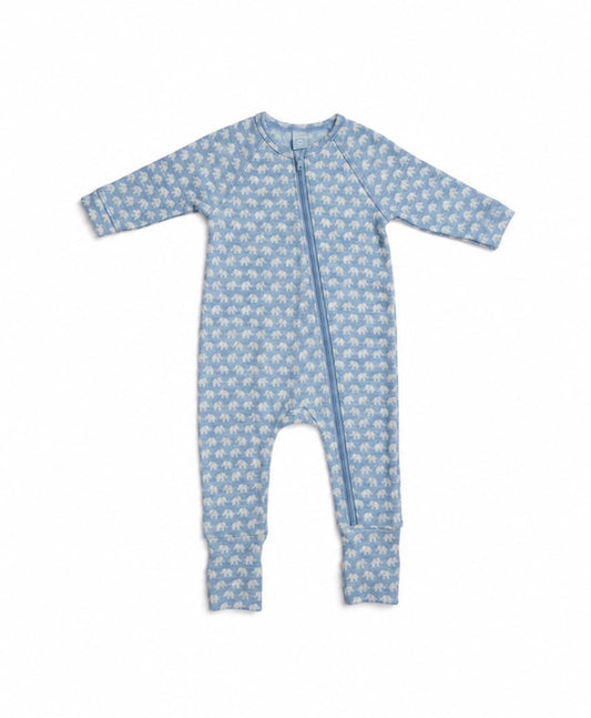 SMALLSTUFF - Night Suit -  AO Elephants - Merino Wool - Light Blue