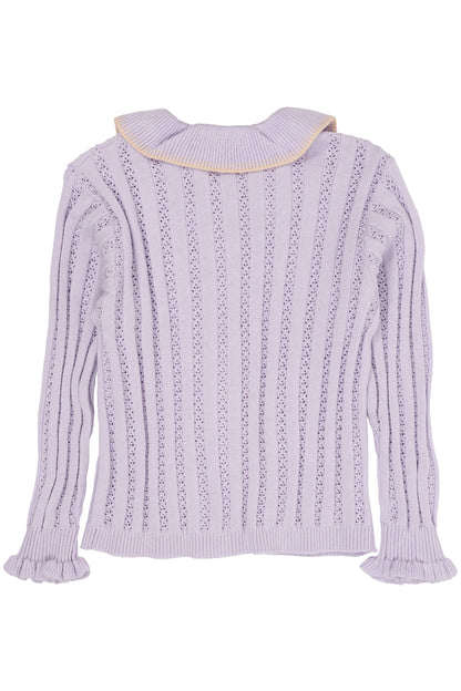 Copenhagen Colors Knitted Pointelle Cardigan W. Collar
