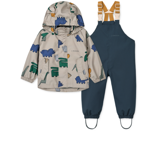 LIEWOOD - MANU RAINWEAR SET - DINOSAURS / MIST