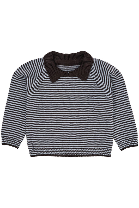 COPENHAGEN COLORS Merino Streifenbluse mit Kragen