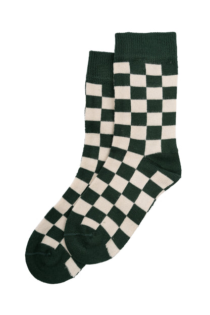 Minipop Emerald Green/Off White Check Socks