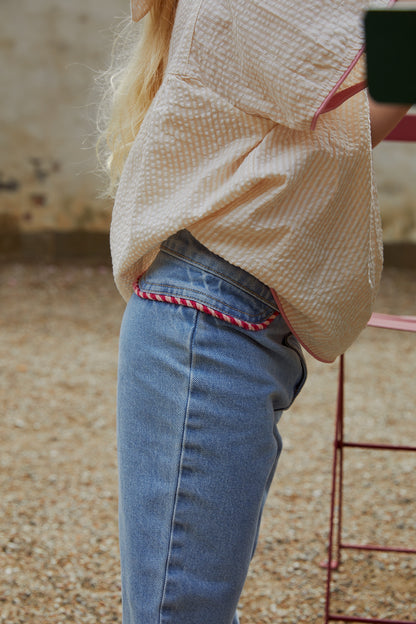 Copenhagen Colors Organic Denim Pants Wide Leg W. Rope Deco