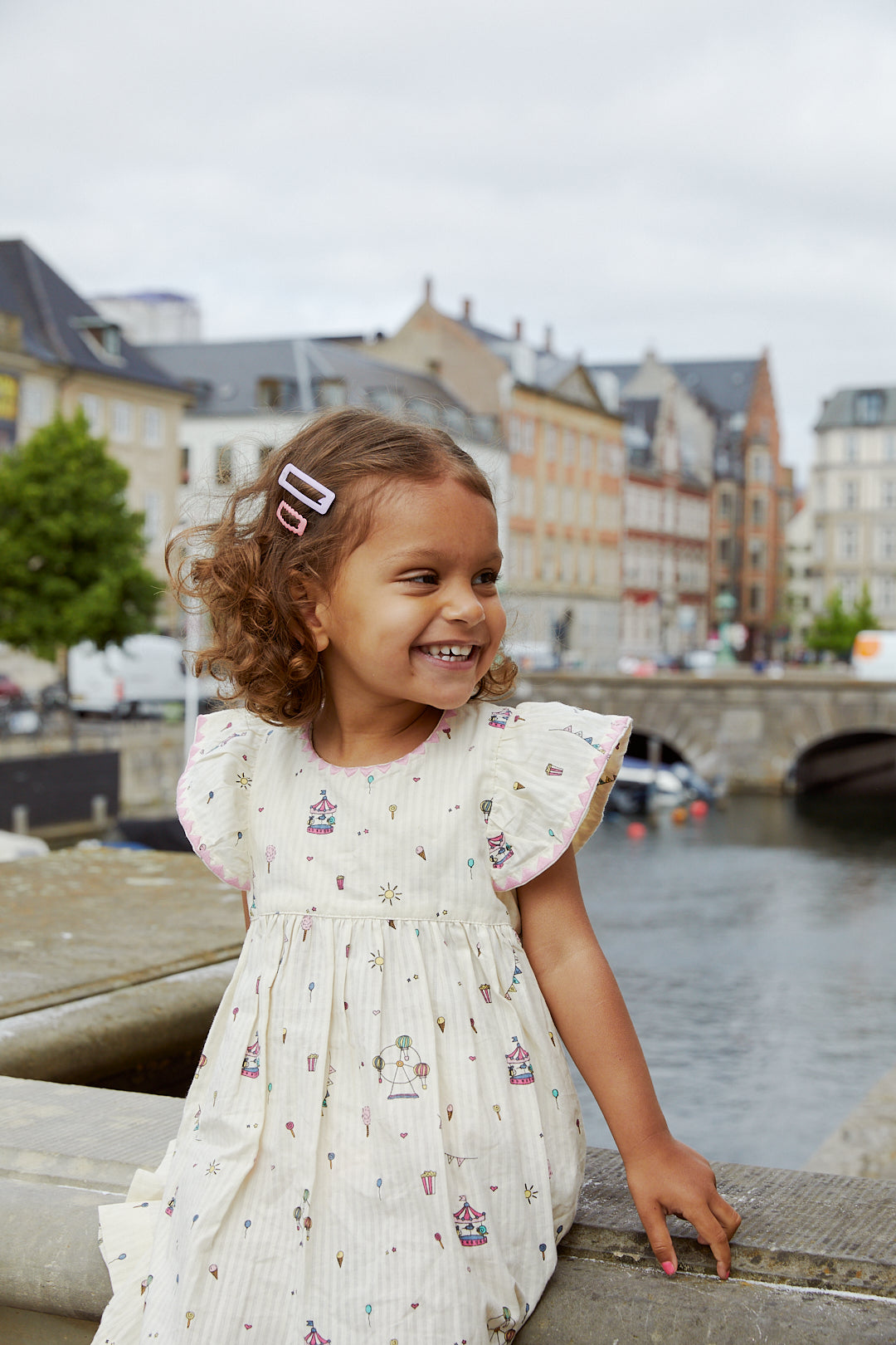 Copenhagen Colors Printed Dress W. Ruffle Sleeves Tivoli Print