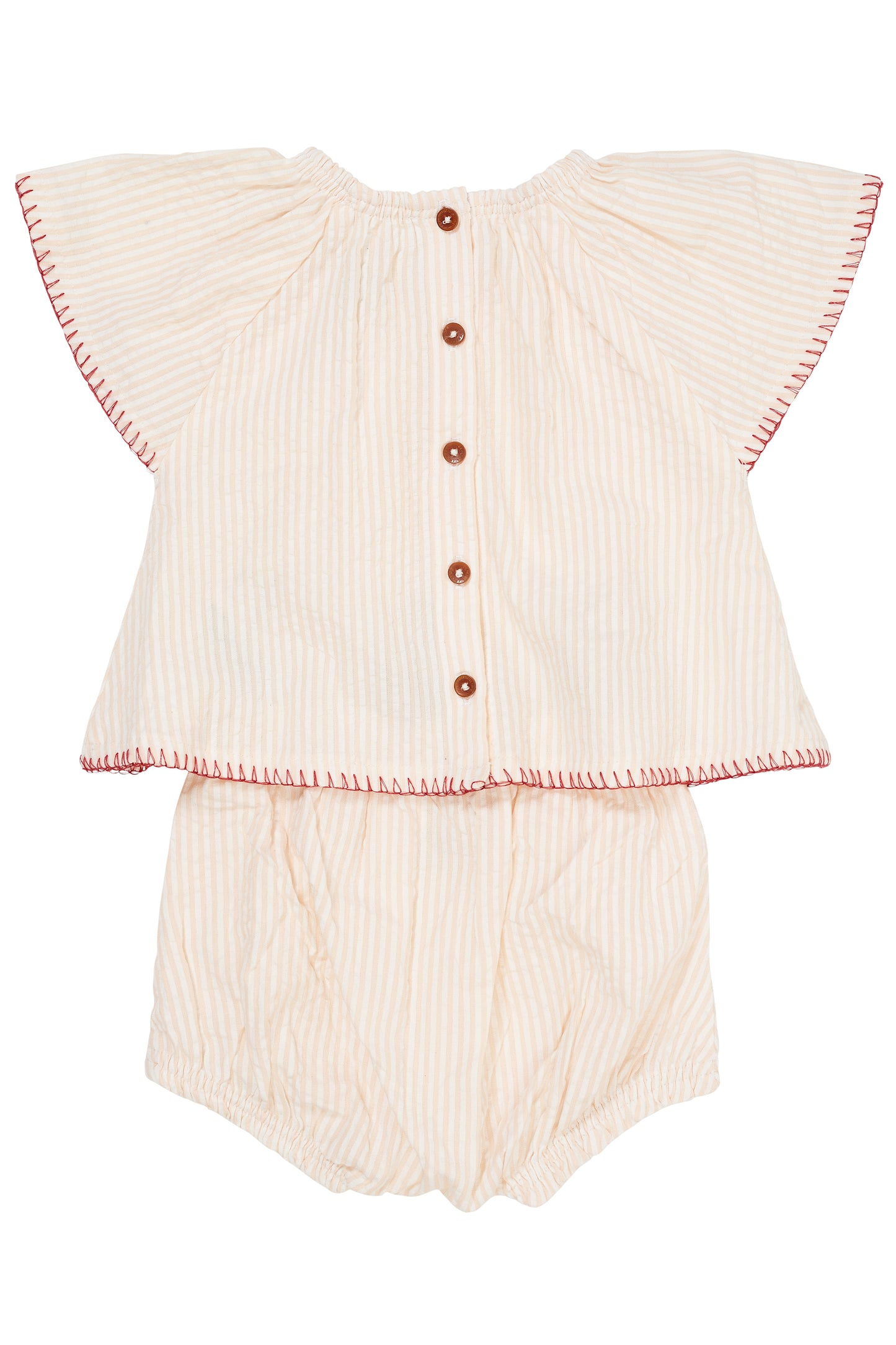 Copenhagen Colors Seersucker Baby Set W. Embroidery