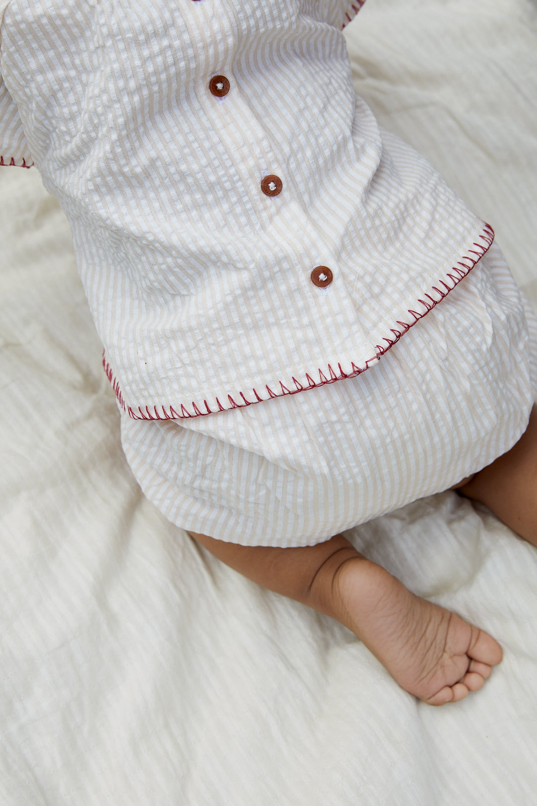 Copenhagen Colors Seersucker Baby Set W. Embroidery