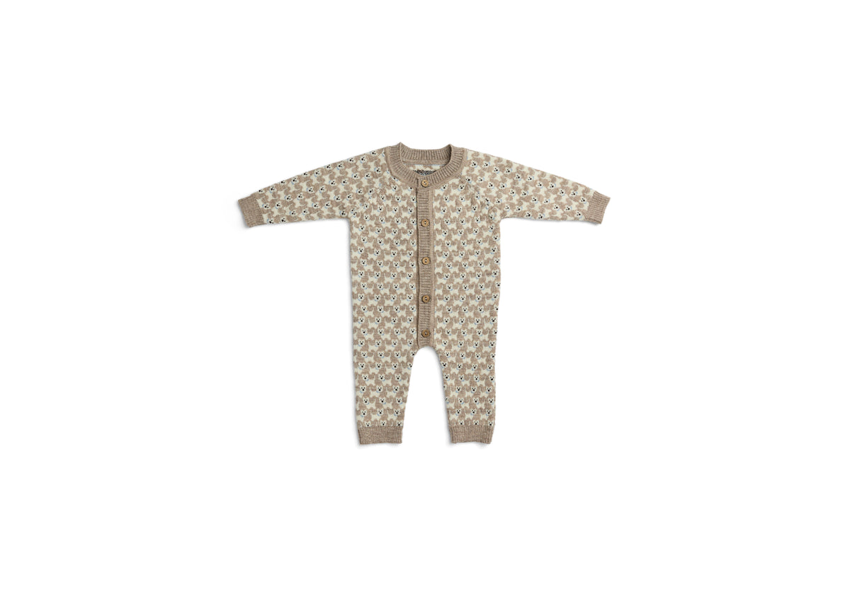 SMALLSTUFF - Jumpsuit, AO Dogs - Merino wool - Nature Melange