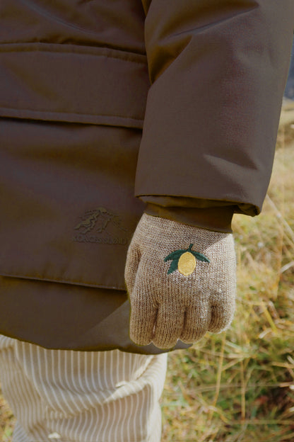 KONGES SLØJD - 2PACK FRILLA GLOVES - LEMON/STRIPE